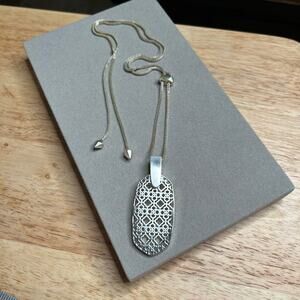Kendra Scott Inez Filigree Necklace Gold Tone Chain Silver Plated Pendant